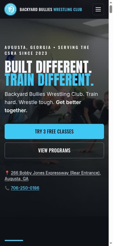 The same launch page shown on a phone